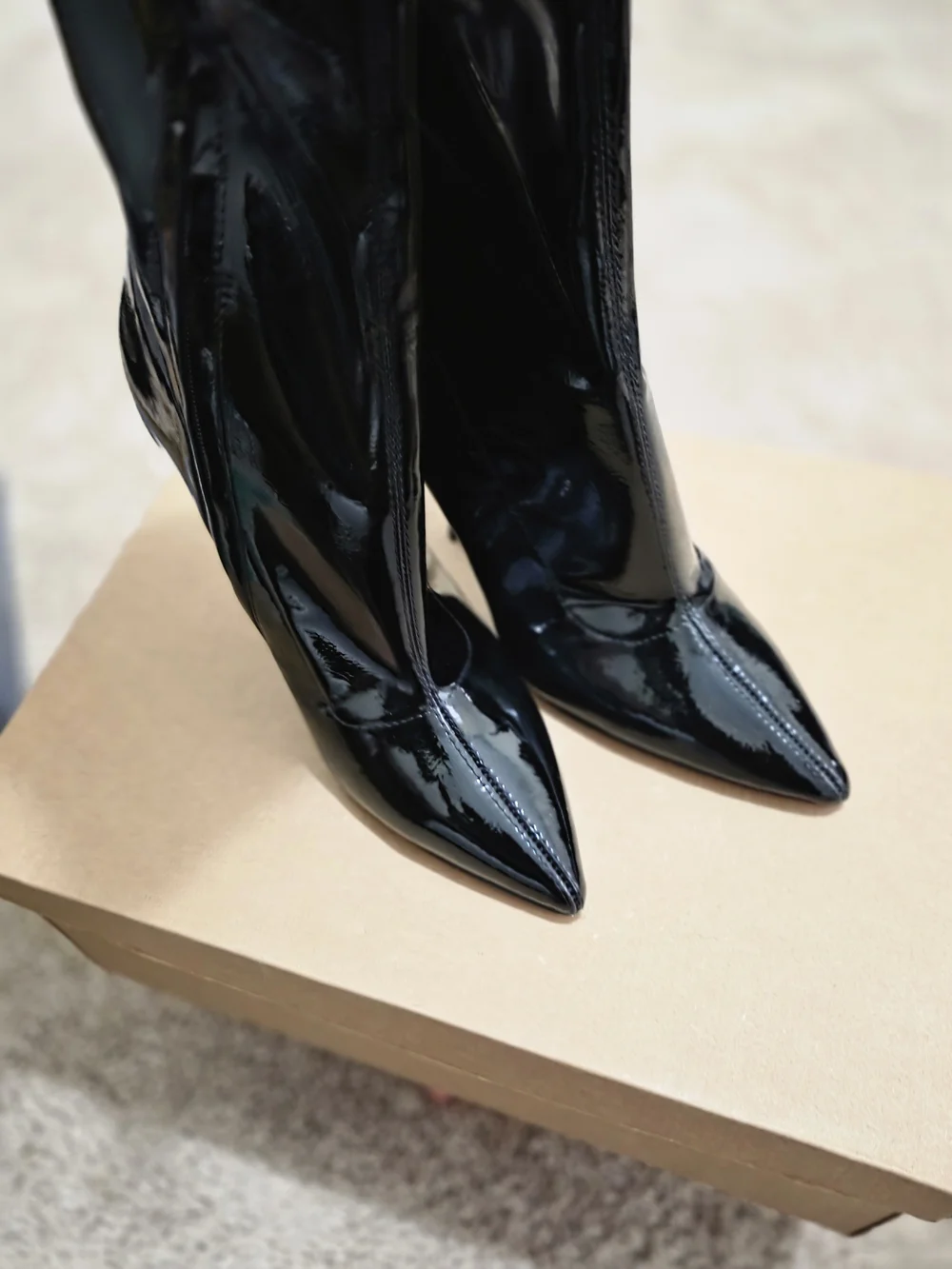 Mix No. 6 Black Patent Over-the-Knee Stiletto Boots